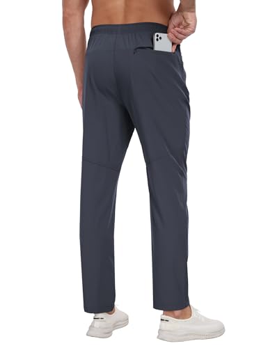 Zoofly Men's Sweatpants Lightweight Workout Pants with Zipper Pockets Elastic Waist Athletic Pants for Men Exercise Jogging Hiking Black Cool Grey 2XL - Image 3
