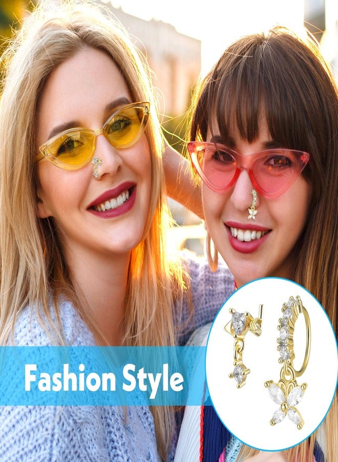 Yolev 10 Pcs Dangle Nose Ring Hoop for Women 20G L Shaped Dangling Nose Stud and Hoop Cute Noses Rings with Charm CZ Indian Piercing Jewelry Cartilage Earring For Women - Image 5