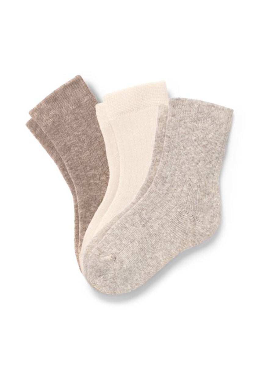 Tchibo Toddlers Boy 3 Pair Textured Socks, Beige  - Image 2