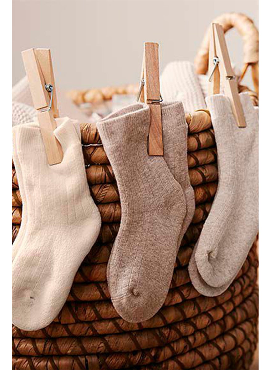 Tchibo Toddlers Boy 3 Pair Textured Socks, Beige  - Image 1