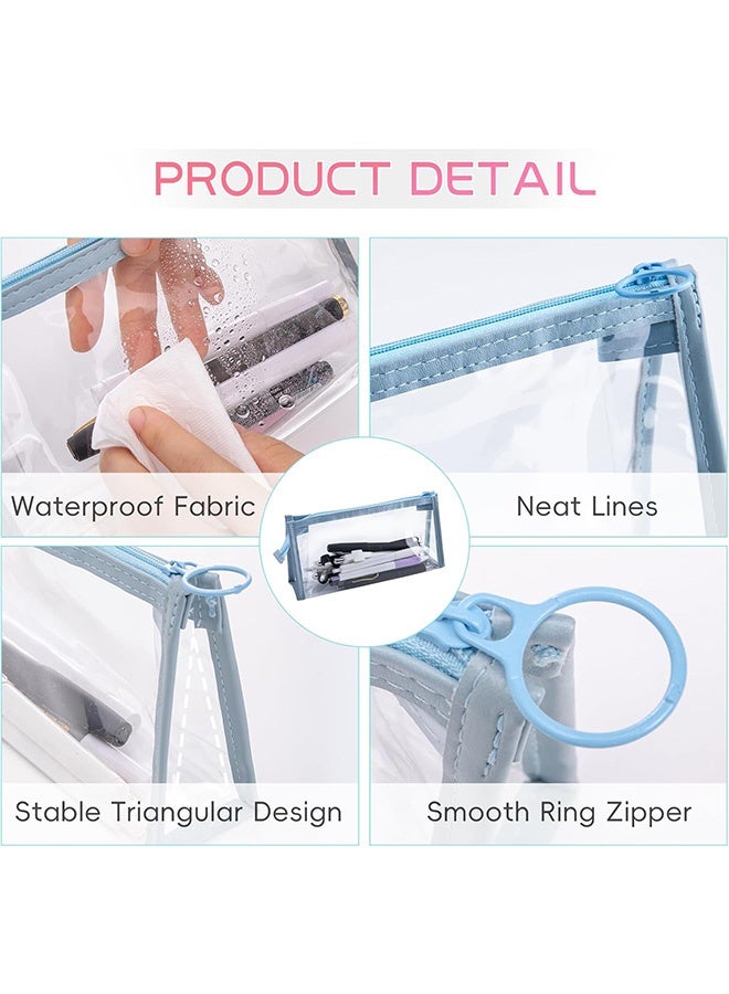 كوانتوم 4 قطع من حافظات أقلام الرصاص، حقيبة أقلام شفافة بسحاب، حقائب مكياج للسفر بسحاب، حقيبة حمام مقاومة للماء - Image 3