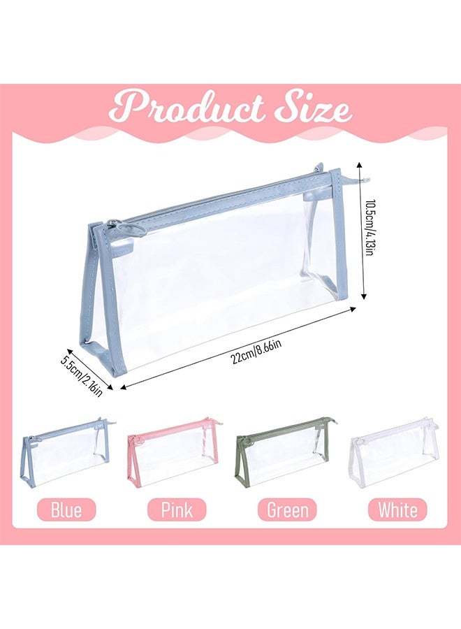 كوانتوم 4 قطع من حافظات أقلام الرصاص، حقيبة أقلام شفافة بسحاب، حقائب مكياج للسفر بسحاب، حقيبة حمام مقاومة للماء - Image 2