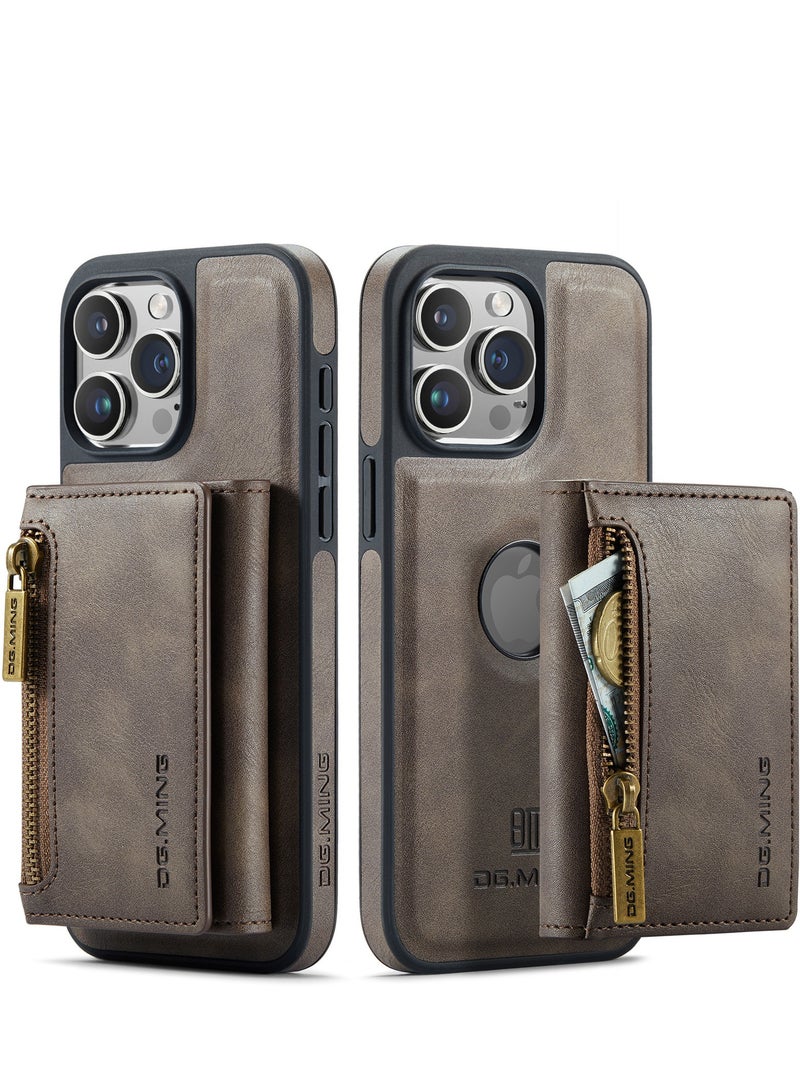 Dg Ming 2 in 1 Clutch Wallet for Iphone 15 Pro Max, Vintage Slim Leather Case Magnetic Detachable Tri-Fold Wallet, Leather Case with Card Holder Pocket Slim Case  - Image 1