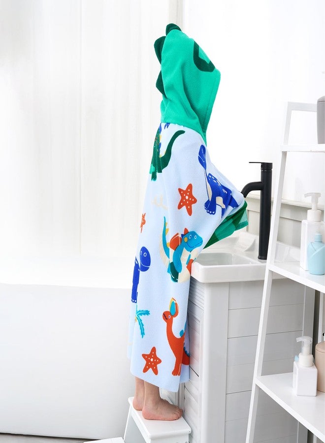 UOMNY Kids Beach Towels-Hooded Towels for Kids,Kids Hooded Bath Towel 30" x 50" for 3-10 Years,Pool Ponchos for Kids with Hood,Boys Beach Towel,Green Dinosaur - Image 3