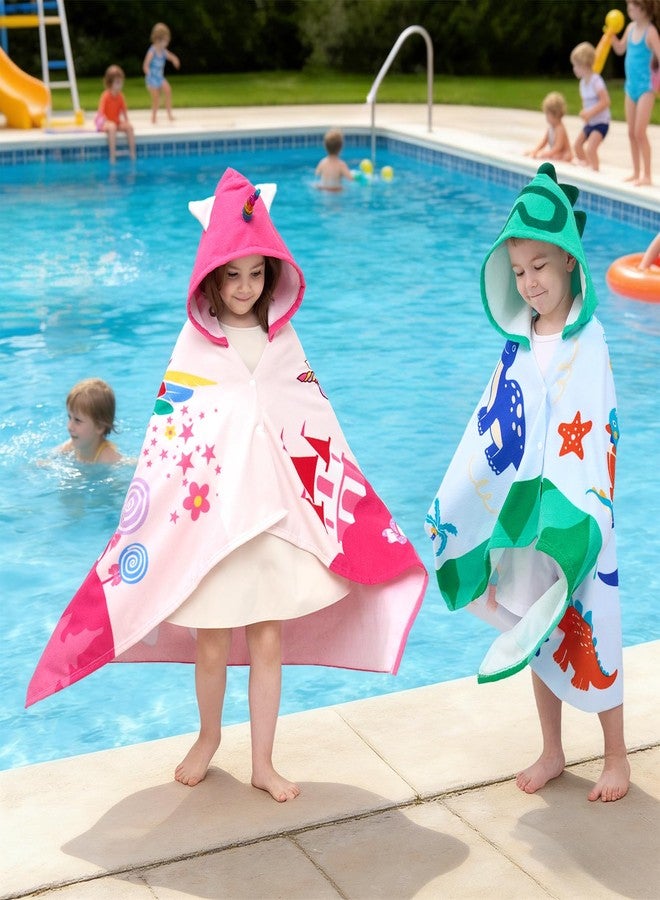 UOMNY Kids Beach Towels-Hooded Towels for Kids,Kids Hooded Bath Towel 30" x 50" for 3-10 Years,Pool Ponchos for Kids with Hood,Boys Beach Towel,Green Dinosaur - Image 5