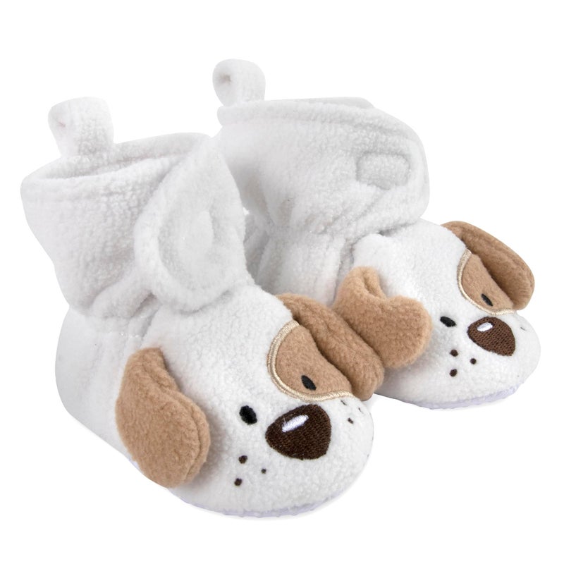 Baby Essentials Cozy Fleece Baby Booties- Sherpa Baby Crib Booties Soft Soled Winter Shoes Unisex Fleece Booties Baby Boy, Baby Girl 0-6 Months (Dotted Puppy Dogs) - Image 3