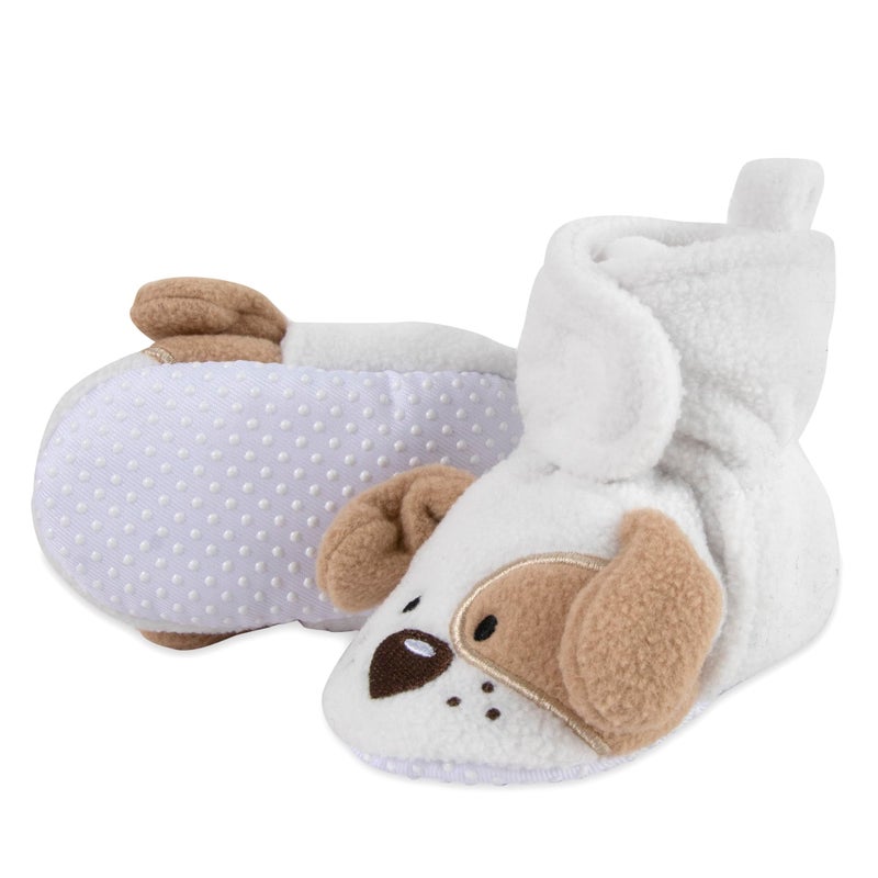 Baby Essentials Cozy Fleece Baby Booties- Sherpa Baby Crib Booties Soft Soled Winter Shoes Unisex Fleece Booties Baby Boy, Baby Girl 0-6 Months (Dotted Puppy Dogs) - Image 2