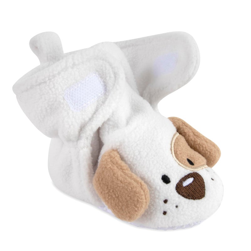 Baby Essentials Cozy Fleece Baby Booties- Sherpa Baby Crib Booties Soft Soled Winter Shoes Unisex Fleece Booties Baby Boy, Baby Girl 0-6 Months (Dotted Puppy Dogs) - Image 5