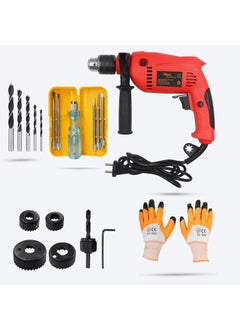 Hillgrove Hillgrove HGCM393M1 700W Power Drill Machine with 5in1 Screwdriver 5Pcs Wood Drill Bits and Wood Hole Saw Bits Set for Making Holes in WoodMetalConcrete with Variable Speed and Reverse Rotation  - Image 1