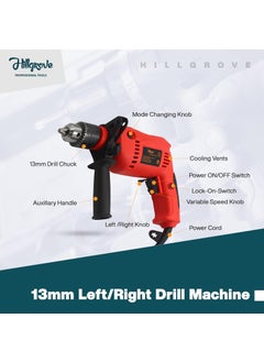 Hillgrove Hillgrove HGCM393M1 700W Power Drill Machine with 5in1 Screwdriver 5Pcs Wood Drill Bits and Wood Hole Saw Bits Set for Making Holes in WoodMetalConcrete with Variable Speed and Reverse Rotation  - Image 2