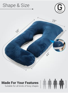 Donetella Pregnancy Pillow G-Shape Long Maternity Pillow, 180 Cm Full Body Support, Removable and Washable Velvet Cover-Complete Support for Back, Hips, Legs, Belly, Grey Blue  - Image 2