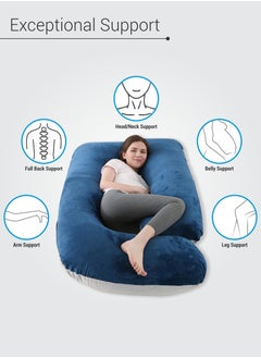 Donetella Pregnancy Pillow G-Shape Long Maternity Pillow, 180 Cm Full Body Support, Removable and Washable Velvet Cover-Complete Support for Back, Hips, Legs, Belly, Grey Blue  - Image 3