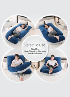 Donetella Pregnancy Pillow G-Shape Long Maternity Pillow, 180 Cm Full Body Support, Removable and Washable Velvet Cover-Complete Support for Back, Hips, Legs, Belly, Grey Blue  - Image 5