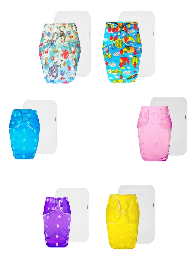 Dumbledo Premium Cloth Diaper with Cotton Insert (Pack of 6) | Soft & Gentle | Breathable | Adjustable Snaps | Trusted by Moms | 3 Months - 3 Years | Unisex Baby - Image 1