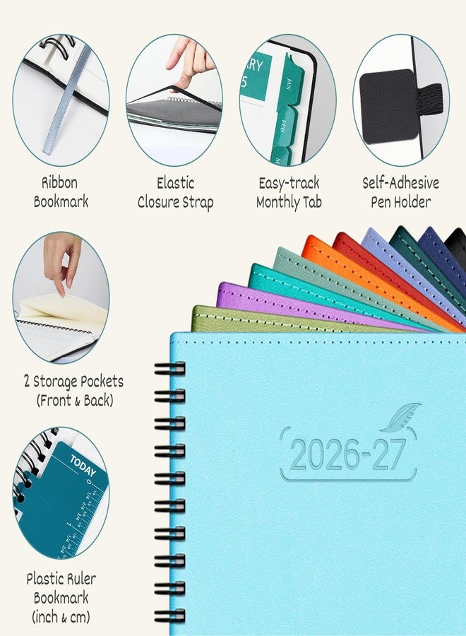 BEZEND Monthly Planner 2026-2027 (Spiral-8.5" x 11") 2 Year Calendar Book with Note Pages - Jan 26 to Dec 27-120 GSM Paper, Inner Pockets, Laminated Tabs, Vegan Leather Softcover - Kiwi - Image 2