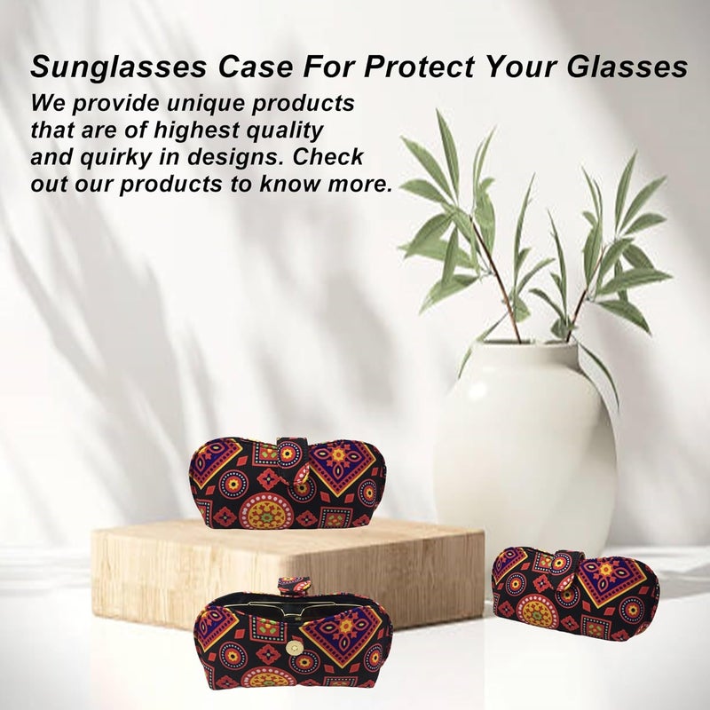 STYLE BITE Store STYLE BITE Handmade Fabric Sunglasses Case with Floral Print | Eyeglass Case for Women & Men | Soft Padded Spectacle Holder with Magnetic Button | Travel Glasses Pouch - Image 3