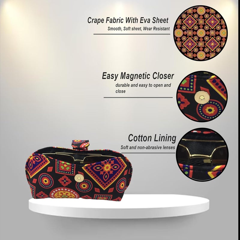STYLE BITE Store STYLE BITE Handmade Fabric Sunglasses Case with Floral Print | Eyeglass Case for Women & Men | Soft Padded Spectacle Holder with Magnetic Button | Travel Glasses Pouch - Image 2
