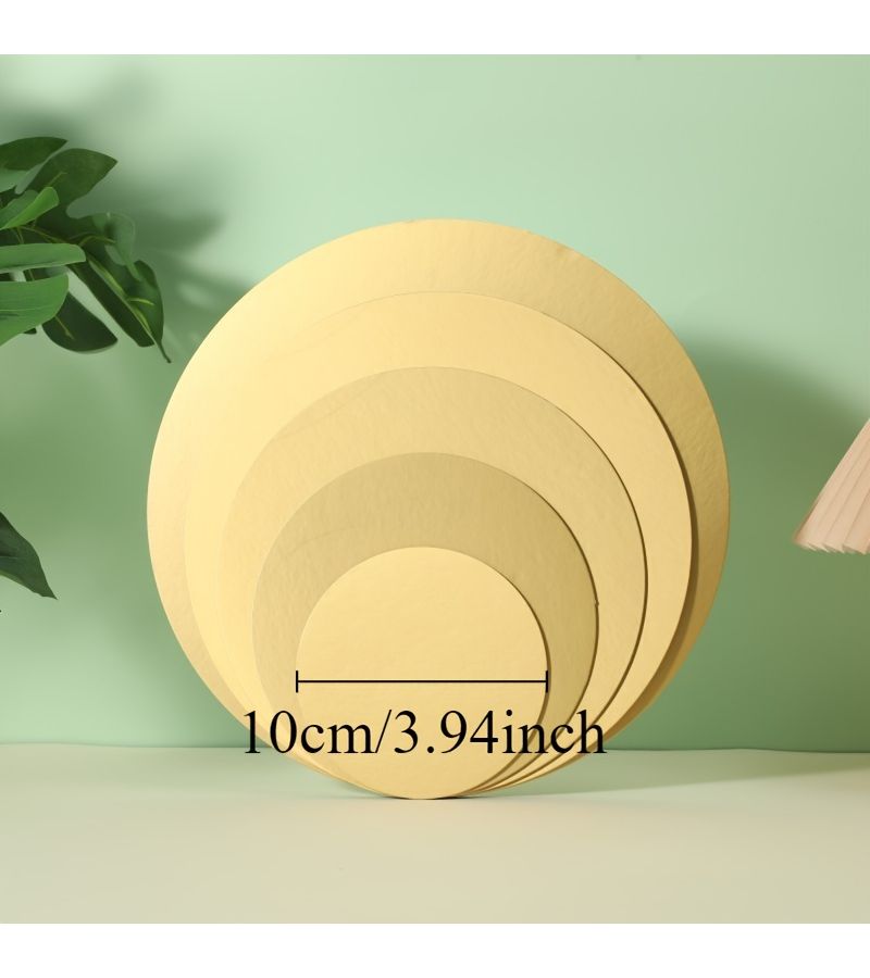 Set Of 10 Round Golden Cake Boards Cardboard 4 Inch - Image 3