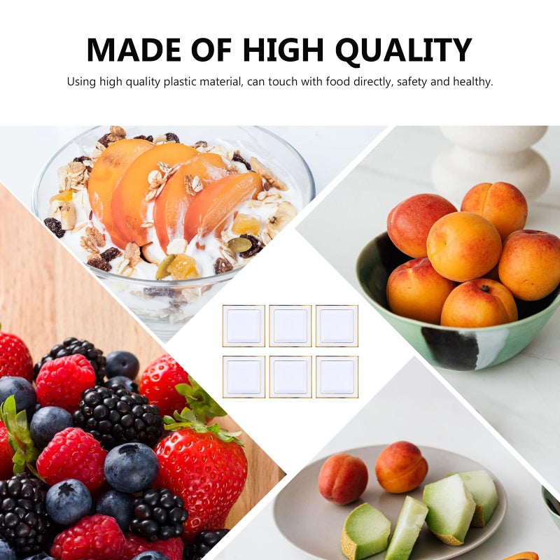 6pcs Square Plastic Dinner Plates 7 5 Inch Gold Rim Serving Tray Set For Home Restaurant - Image 4