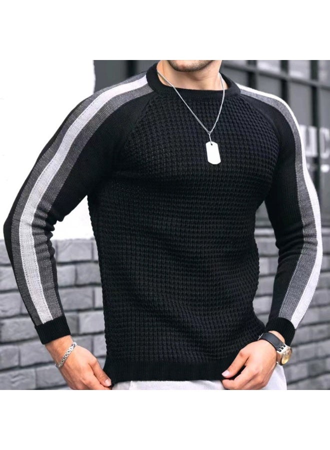 NIBEMINENT Fashionable Mens Casual Knitted Sweater Long Sleeved Round Neck Mens Sweater Knitted Pullover Men's Clothing - Image 1