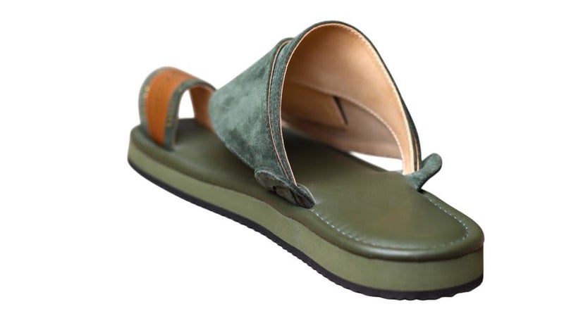 Embroidered Italian Natural Leather Arabic Sandal For Men, Handmade Men's Traditional Sandals With Comfortable Sole, Elegant Embroidered Detailing Casual Arabic Sandals For Everyday Wear. - Image 3