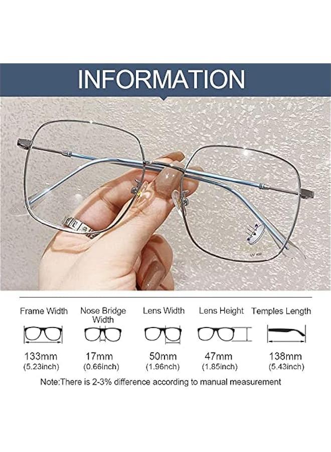 Oversized Square Blue Light Blocking Glasses Retro Metal Frame Glasses Computer Gaming Glasses for Women Men Eye Accessories - Image 4
