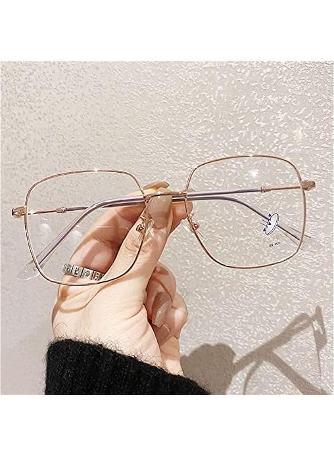 Oversized Square Blue Light Blocking Glasses Retro Metal Frame Glasses Computer Gaming Glasses for Women Men Eye Accessories - Image 3