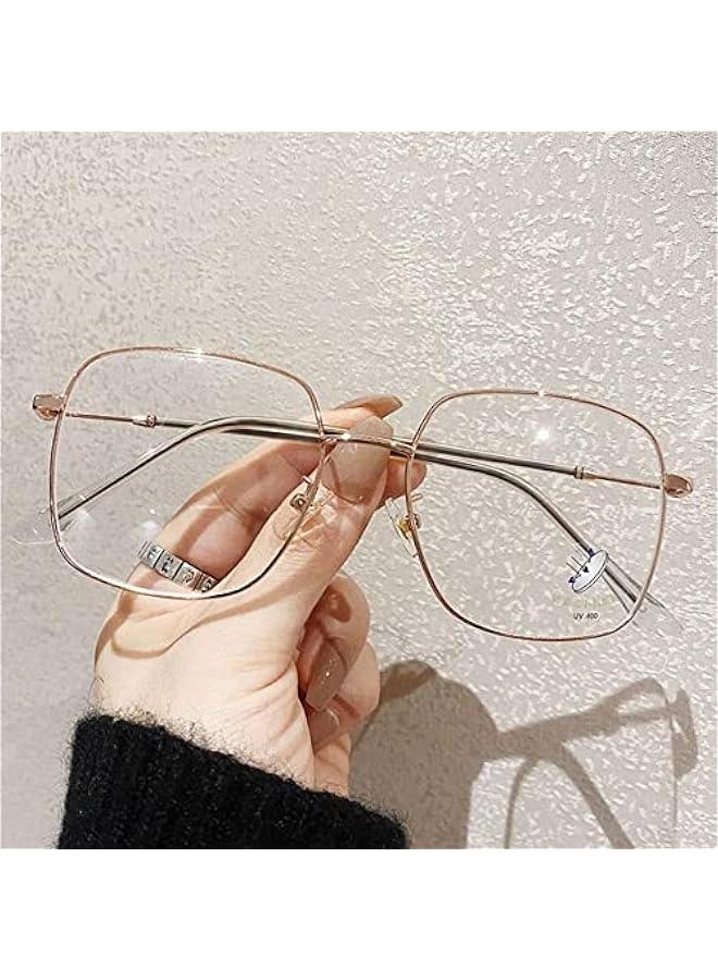Oversized Square Blue Light Blocking Glasses Retro Metal Frame Glasses Computer Gaming Glasses for Women Men Eye Accessories - Image 1
