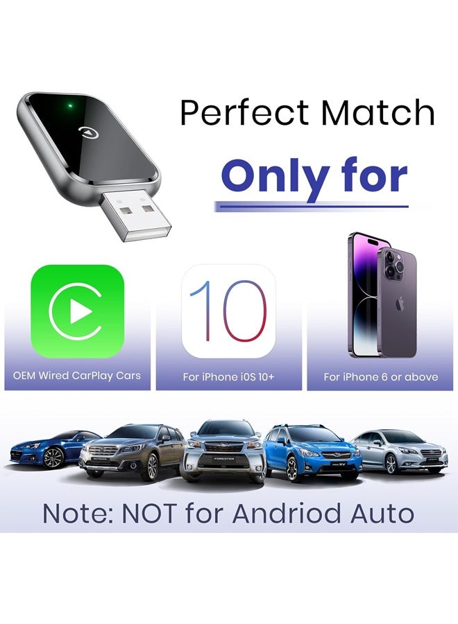 Wireless CarPlay Adapter for iPhone, Convert Wired to Wireless Apple CarPlay Adapter, Mini Size with Extension Cable USB & USB-C/Type-C, Stable Control & No Delay, Black - Image 4
