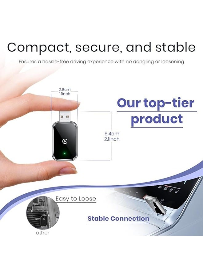 Wireless CarPlay Adapter for iPhone, Convert Wired to Wireless Apple CarPlay Adapter, Mini Size with Extension Cable USB & USB-C/Type-C, Stable Control & No Delay, Black - Image 2