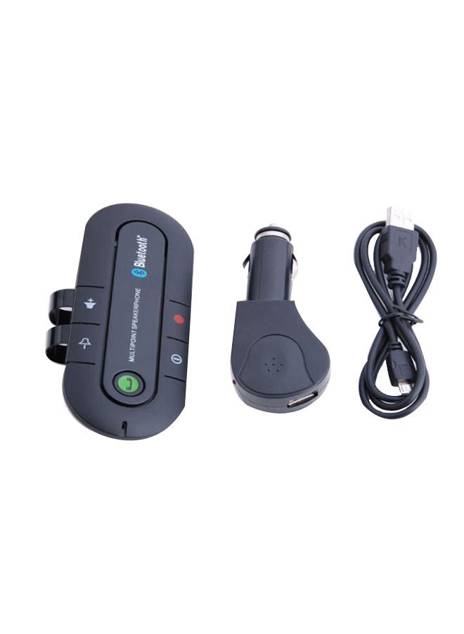 Loquat Car Mobile Charger With Multipoint Speakerphone And USB Cable Black