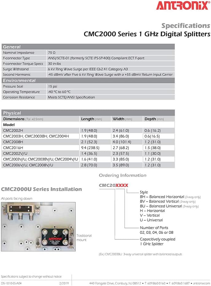 Antronix Cable Modem & MOCA Premium Coaxial 2-Way Splitter Ideal for Bidirectional RG-6 RG-59 Communications - Image 5
