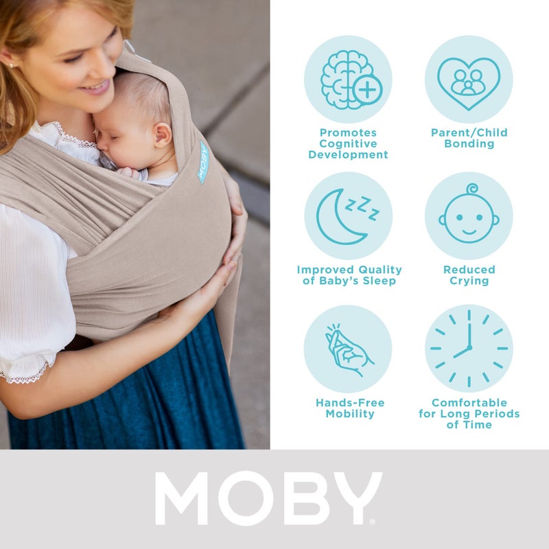 Moby Baby Wrap Carrier Element for Newborns to Toddlers (8-33lbs), Infant Sling Carrier, Ultra Lightweight & Hands Free Design, Adjustable for All Body Types (Taupe) - Image 3