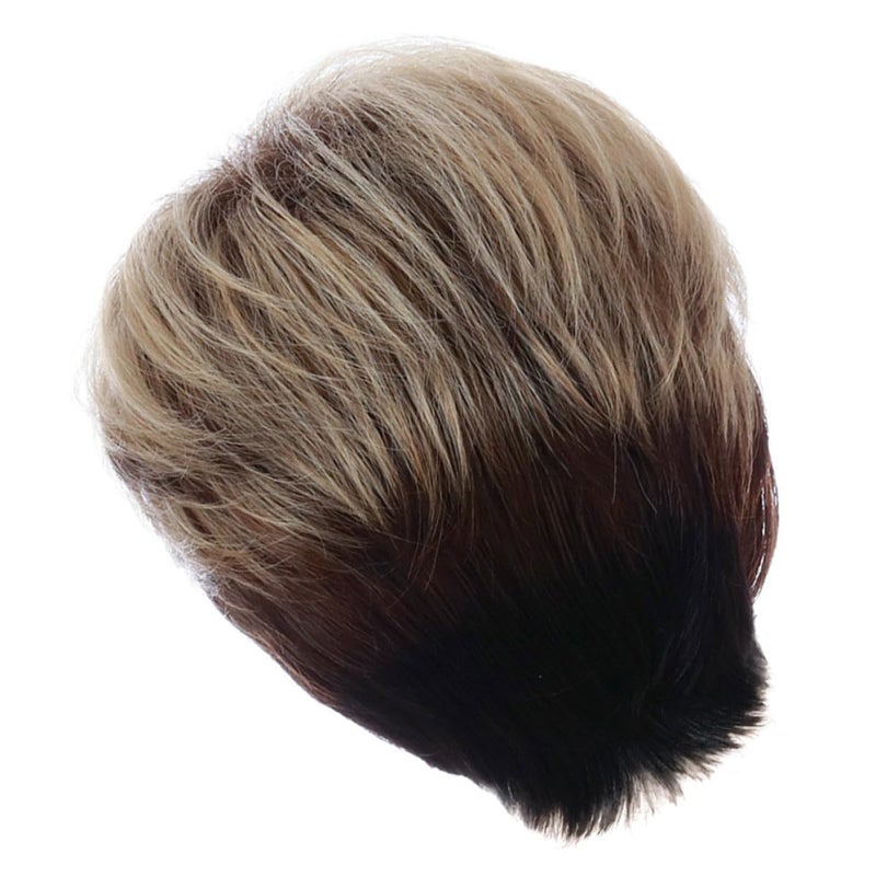 FAVOMOTO Short Tilted Bang Wig for Women, Synthetic Short Hairpiece with Angled Fringe, Party Wig Hair Accessory for Daily Wear and Costume - Image 1
