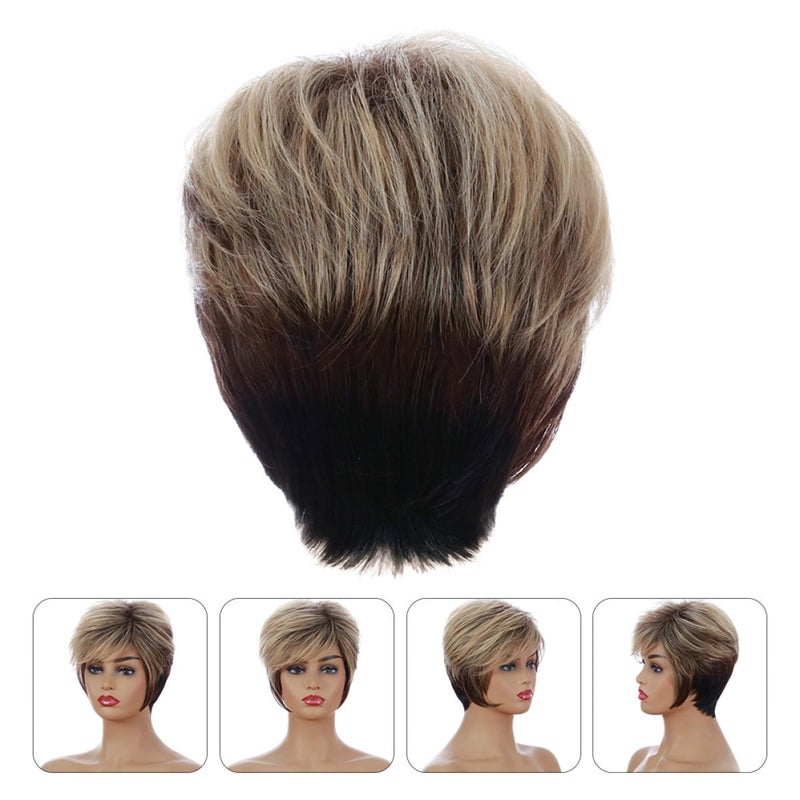 FAVOMOTO Short Tilted Bang Wig for Women, Synthetic Short Hairpiece with Angled Fringe, Party Wig Hair Accessory for Daily Wear and Costume - Image 4