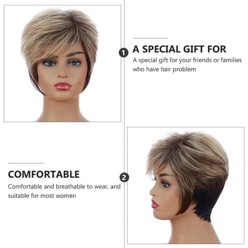 FAVOMOTO Short Tilted Bang Wig for Women, Synthetic Short Hairpiece with Angled Fringe, Party Wig Hair Accessory for Daily Wear and Costume - Image 5