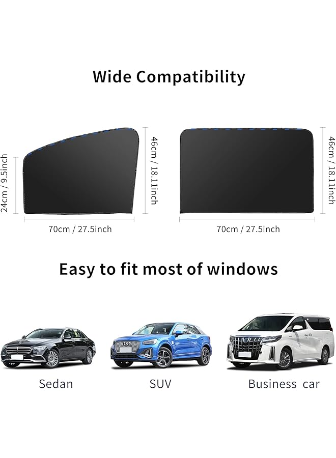 INFOSUN Car Side Window Sun Shade 4 Pcs Universal Magnetic Car Curtain For Baby And Kids With Blocks Uv Rays Reduce Damage From Direct Bright Sunlight And Heat Universal Easy Fit Front Rear Seat - Image 5