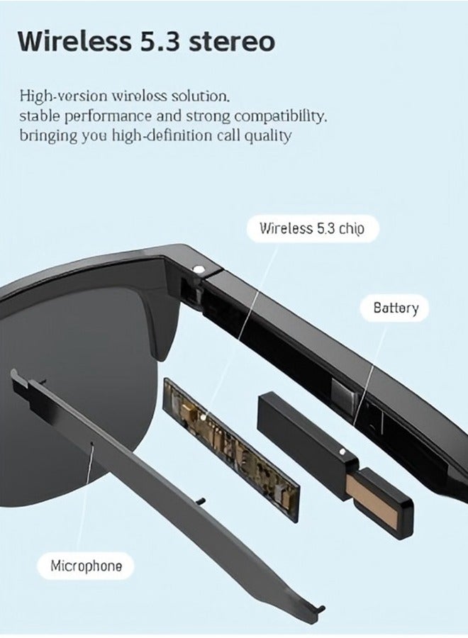Smart Uv-Proof Bluetooth Glasses With True Wireless Audio And Bone Conduction Technology, Bluetooth Sunglasses With Speakers, Fingerprint Touch, Smart Wireless Bluetooth Audio Glasses For Men And Wo - Image 5