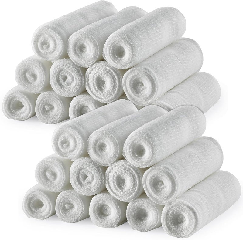 MEDca Gauze Bandage Rolls  24 Pack 4 in x 41 Yards Per Roll Medical Grade Stretch Wrapping for Dressing All Types of Wounds and First Aid Kit 4Inch 24 Pcs - Image 1