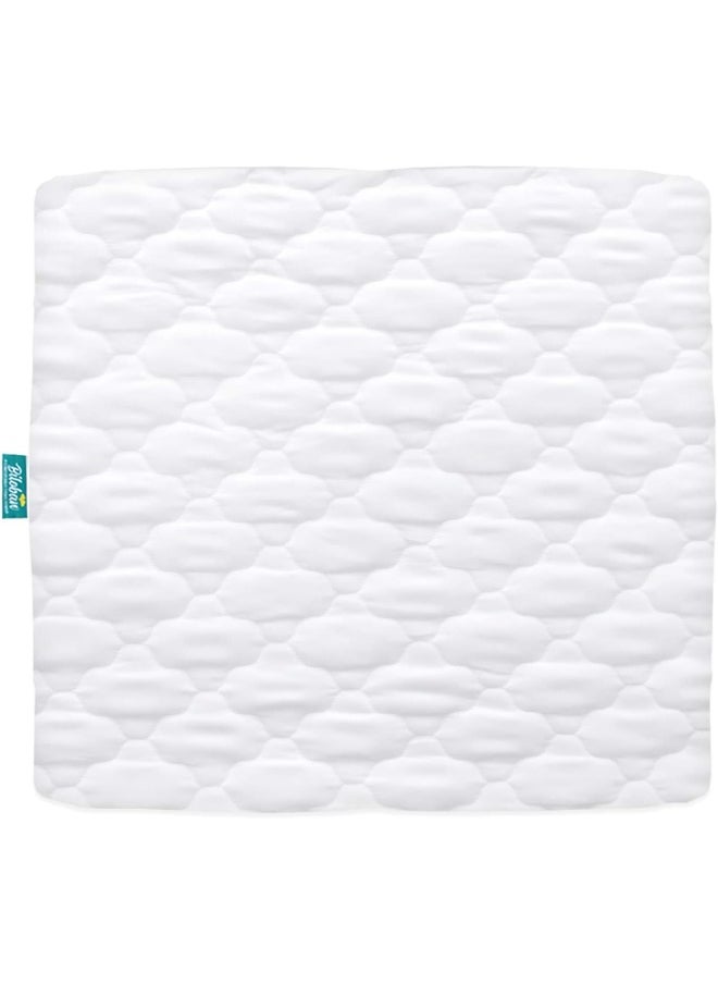 Biloban Biloban Playard Mattress Cover -for Square Play Yard, Perfect for New Room2 / TotBloc Portable Playard, Waterproof, Ultra Soft, Fitted Playpen Mattress Cover, White  - Image 1
