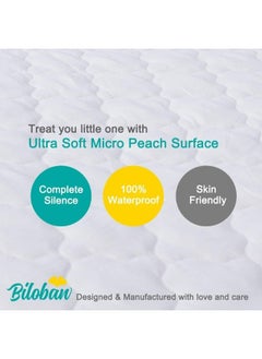 Biloban Biloban Playard Mattress Cover -for Square Play Yard, Perfect for New Room2 / TotBloc Portable Playard, Waterproof, Ultra Soft, Fitted Playpen Mattress Cover, White  - Image 2