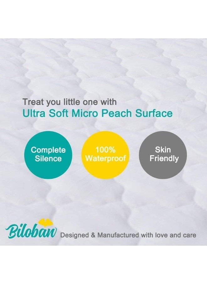 Biloban Biloban Playard Mattress Cover -for Square Play Yard, Perfect for New Room2 / TotBloc Portable Playard, Waterproof, Ultra Soft, Fitted Playpen Mattress Cover, White  - Image 2