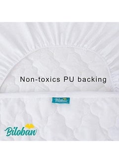 Biloban Biloban Playard Mattress Cover -for Square Play Yard, Perfect for New Room2 / TotBloc Portable Playard, Waterproof, Ultra Soft, Fitted Playpen Mattress Cover, White  - Image 4
