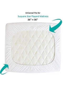 Biloban Biloban Playard Mattress Cover -for Square Play Yard, Perfect for New Room2 / TotBloc Portable Playard, Waterproof, Ultra Soft, Fitted Playpen Mattress Cover, White  - Image 5