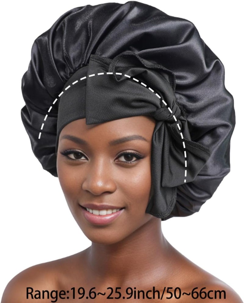 Satin Sleep Cap: Black Protective Headwear - Soft Hair Bonnet for Curly Hair Care - Image 2
