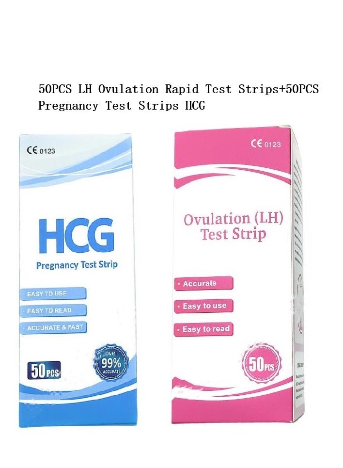 HCG شرائط اختبار الحمل المكونة من 60 قطعة، شرائط اختبار الإباضة السريعة HCG وLH، اختبار منزلي تشخيصي للخصوبة في منتصف الطريق والكشف المبكر السريع عن مجموعة اختبارات الحمل المبكرة  - Image 1