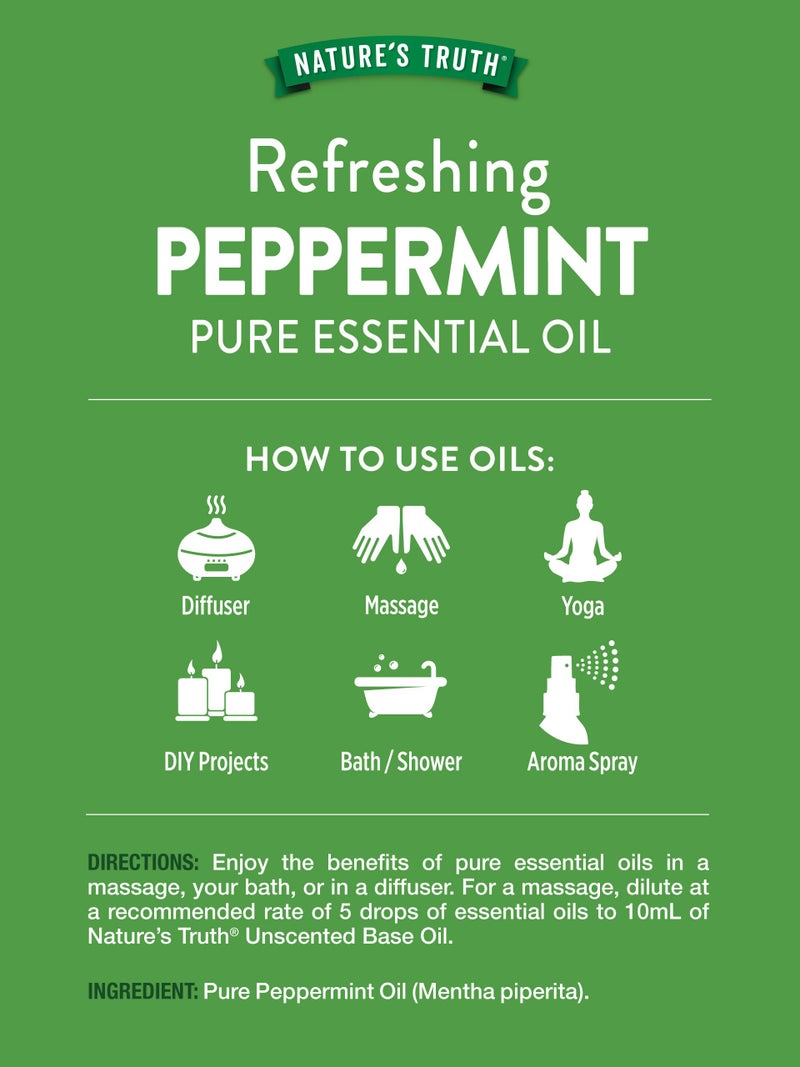 Nature's Truth Peppermint Essential Oil | 15 mL | for Diffusers and Aromatherapy | Plant Based, Non-GMO & Gluten Free - Image 2