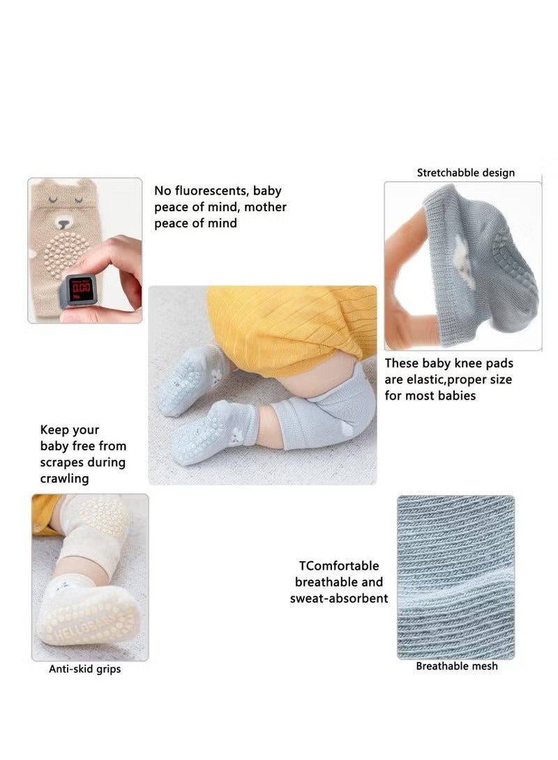 Unewshi 3PCS Unisex Baby Crawling Anti-Slip Knee Pads and Socks Set,Save Toddler Boy Girl 12-24 Months Knee and Ankle (M) - Image 5