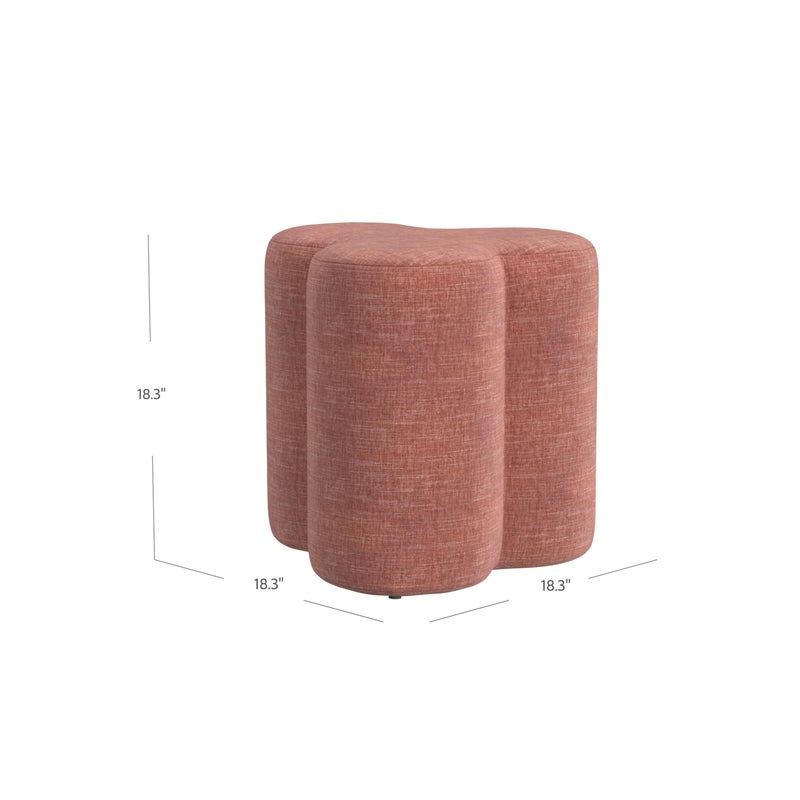 HomePop Upholstered Clover Shaped Ottoman|HomePop Home DÃ©cor|Foot Rest Ottoman - Pink Chenille - Image 2