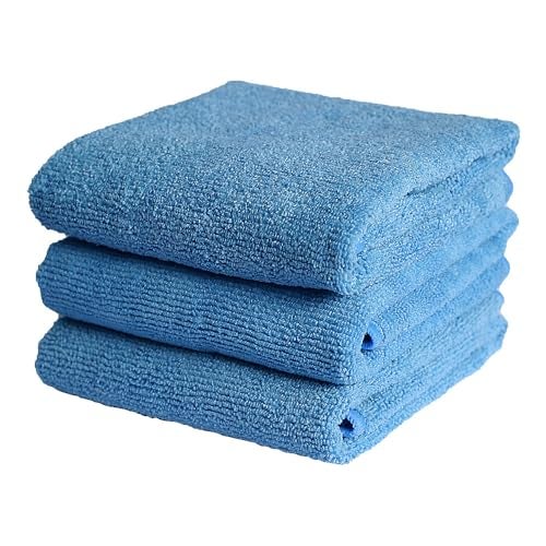 JOPASU Microfibre Cloth 320 GSM (Set of 3, Blue) (40x40 cms) for Cleaning, Polishing, Washing, Detailing of Cars, Bikes, Kitchen & Home Appliances - Image 1